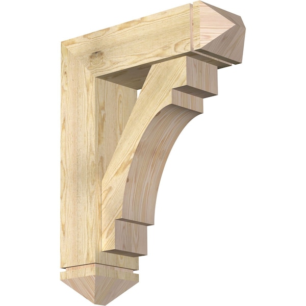 Ekena Millwork Merced Arts and Crafts Rough Sawn Bracket w/ Offset Brace, Douglas Fir, 8"W x 26"D x 34"H BKT0806X26X34MRC03RDF - main